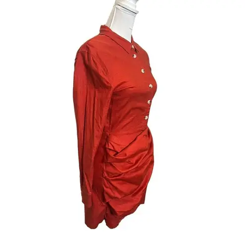 L'Academie   The Adelyn Mini Dress in Cherry Red Front Button Women’s Size XXS