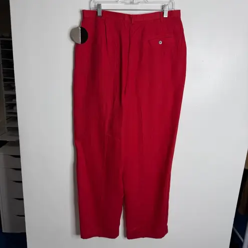 Valerie Stevens NWT Red 100% Linen Straight Leg Pants Size 16 High Rise Casual