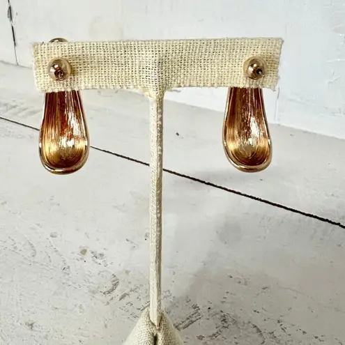 Gold Plated Long Water Drop Statement Stud Earrings Gold with Round Secure Back