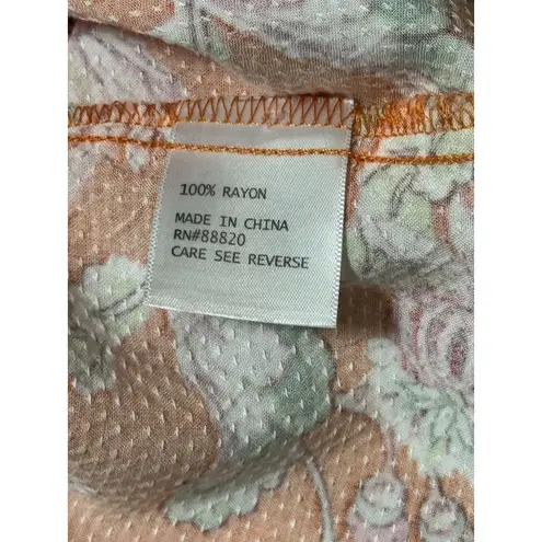 Rachel Roy Women's Multicolor Orange Floral Print Pleated Collar Tank Top Size M