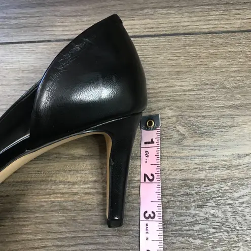 Saks 5th Avenue Saks Fifth Avenue Black Nettie Heels Women's Size 8M Leather‎ Classic Mid Height