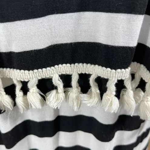 Bellamie Sleeveless Halter Tassel Black White Stripe Maxi Dress Size S