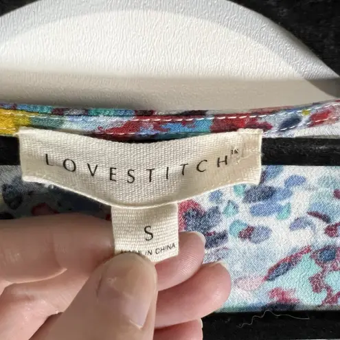 Lovestitch Love Stitch Kimono Sleeve Women’s Multi Floral Tie Waist Top Blouse Size S
