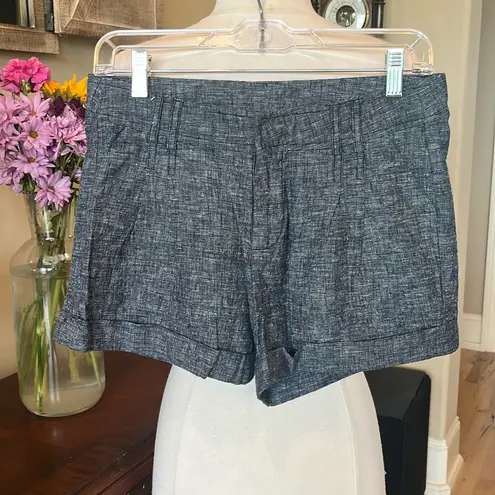 Zenana Outfitters Womens Navy/Black Linen Cotton Chino Shorts Low Rise