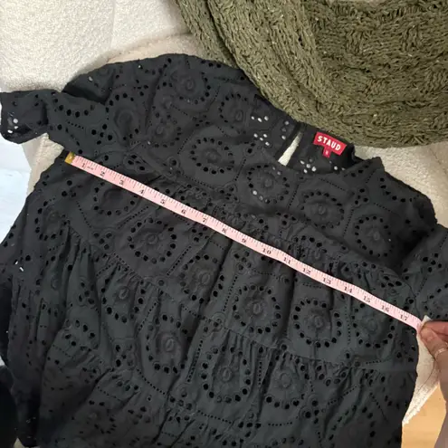 STAUD Mini Black Hyacinth Dress Eyelet Lace Size Medium