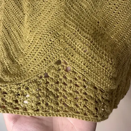 Jones Wear Vintage Ramie Cottagecore Knit Boho Brown Mustard Cap Sleeve Top Sz L