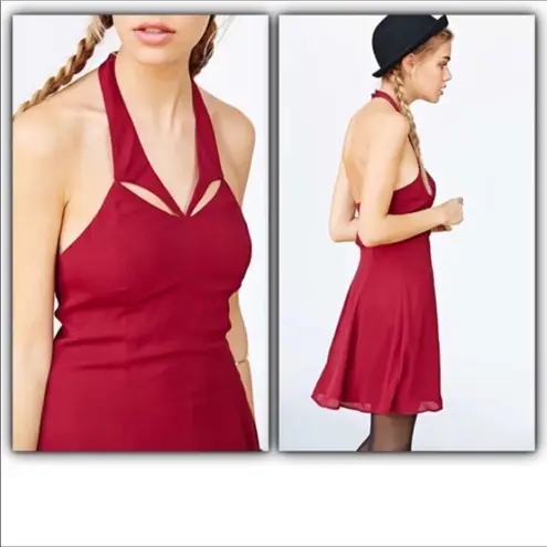 Urban Outfitters 𝅺uo Kimchi Blue chiffon cutout Halter Dress Jr size L