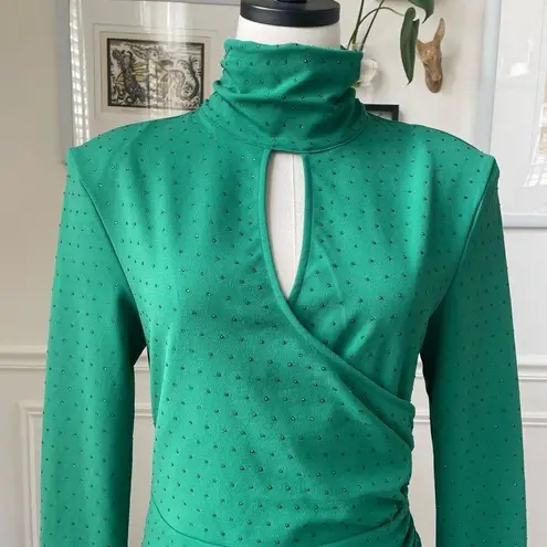 NBD  Simone High Neck Cut Out Dress Green M