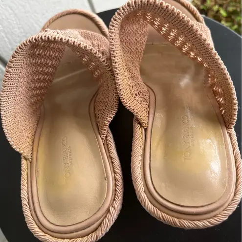 Tony Bianco Matrix Woven Wedge Heel Sandals in Skin Nude Beige Tan Size 8