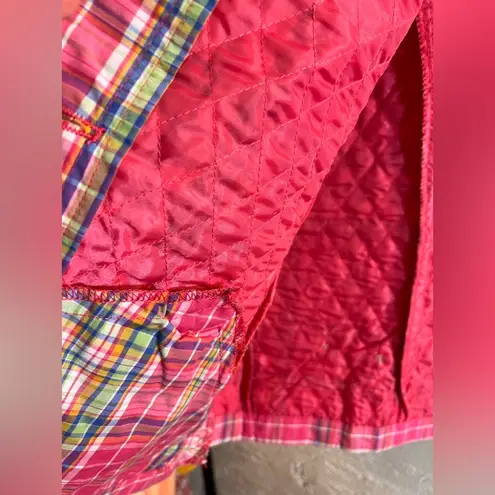 Vintage Pink and Blue Lightweight Quilted Vest LG High Collar pockets preppy