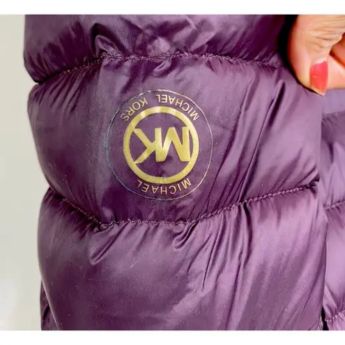 MICHAEL MICHAEL KORS Women's Quilted Down Packable Hooded Wine Puffer Coat Sz: M Size M