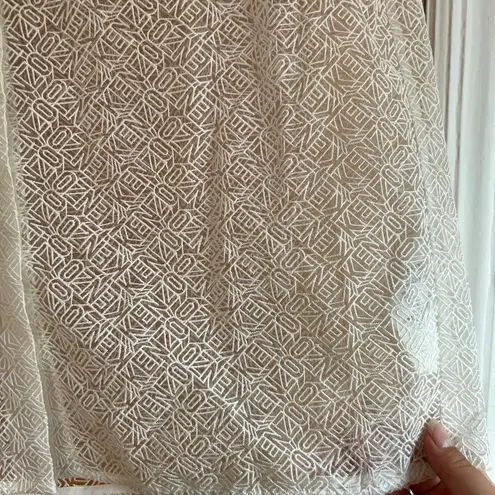 KENZO WHITE SHEER LOGO SHORT SLEEVE BUTTON FRONT BLOUSE Size XS