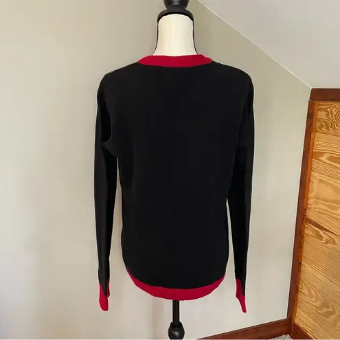 Ugly Christmas Sweater Santa Claus Reindeer Tree Snowflake Knit Sweater Medium Red