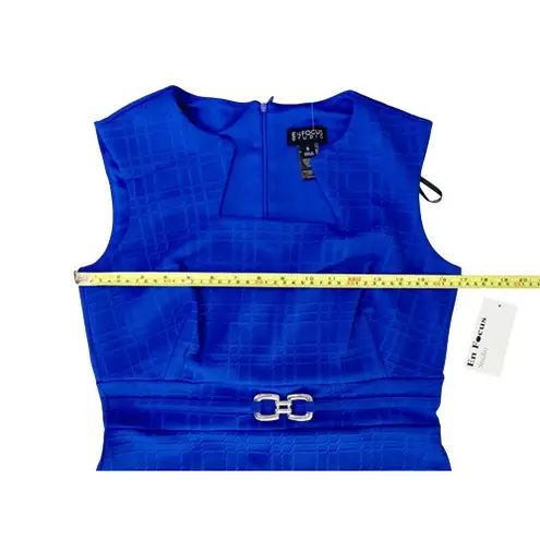 Enfocus Studio Enfocus Studios Bodycon Blue Textured Belted Wedding Party Modern Dress 6 Preppy