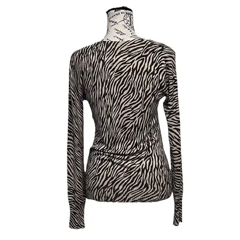 Express Design Studio Women’s Zebra Print Sweater Size L Beige and Brown Preppy Size L - Image 5