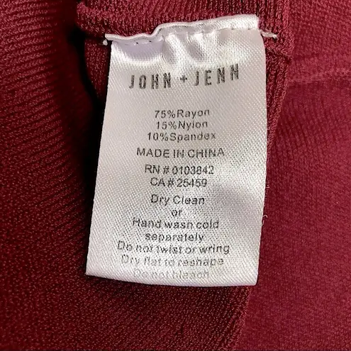 John + Jenn Maroon Burgundy Long Sleeve Fit & Flare Mini Dress Laser Cut Outs L