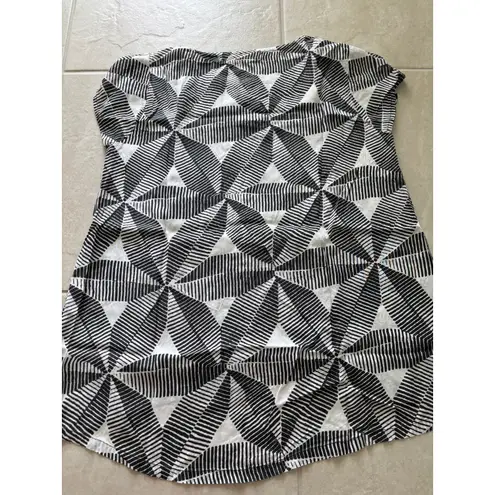 Masai Top Womens Medium Black White Abstract Tunic Artsy Abstract Boho Black