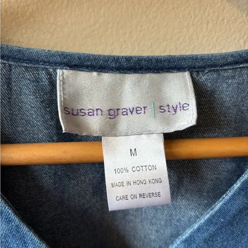 Susan Graver Vintage lightweight denim jacket with floral details