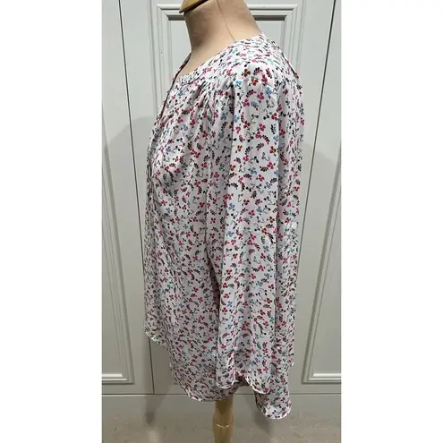 NYDJ Curves 360 By Floral Popover Blouse Cottagecore Feminine Country Cottage