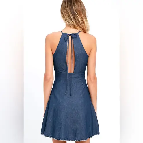 Moon River  Once in Awhile Blue Chambray Skater Dress