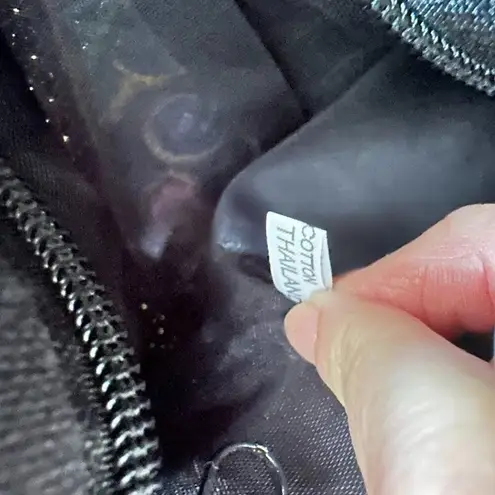 Embroidered 100% Cotton Thailand Boho Hand Bag Shoulder Bag Purse Zipper Pom Pom Blue