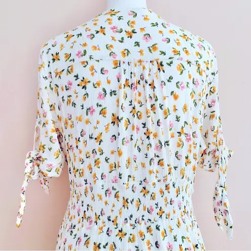 Reborn J White Pink & Yellow Floral Print Pleated Dress. Size 1X