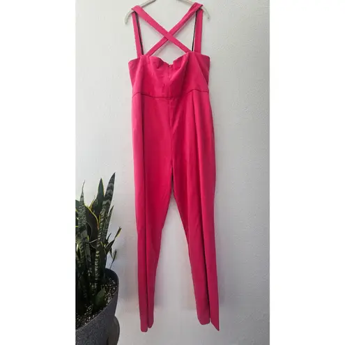 Black Halo Bene Crisscross Cropped Pink Jumpsuit Size 16
