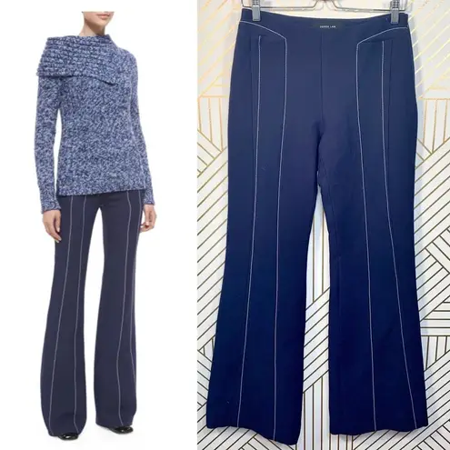 Derek Lam ‎ Contrast-Seam Flare Trousers Navy Blue