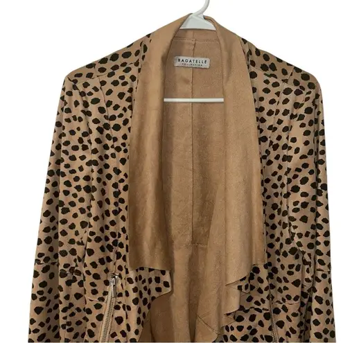Bagatelle Collection Cheetah Print Drape Front Jacket/Blazer(Size Medium) Brown