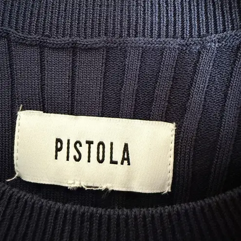 Pistola Navy Blue Betty Ribbed Asymmetric Hem Crewneck Sweater Medium