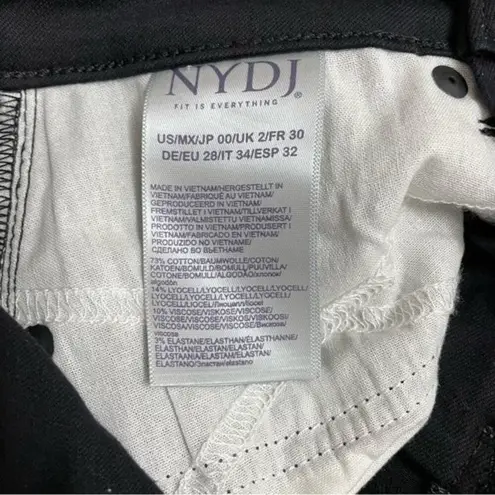 NYDJ Briella Black Denim Roll Cuff Snap Fly Long Bermuda Shorts Women’s Size 00