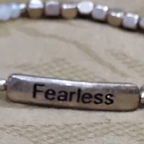 Fearless rose gold & white crystal beaded stretch bracelet