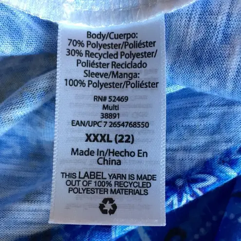 Plus size Sheer Flutter Sleeve Rhinestone Silky flowey top Blue