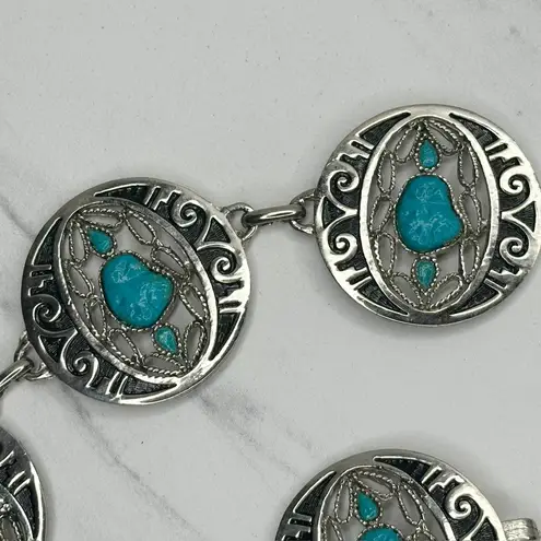 Southwestern Faux Turquoise Concho Chain Belt Small/Medium (S/M) ✨ Silver