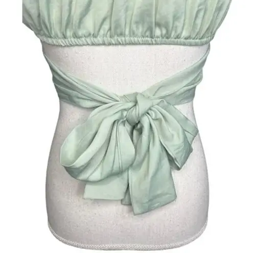 INDIKAH green crop top coquette boho festival NEW puff sleeve summer soft girl