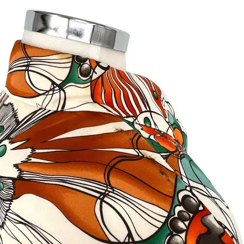 Escada Vintage Silk Butterfly Moth Floral Silk Button