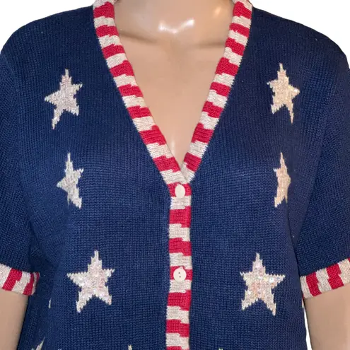 Quacker Factory Patriotic Stars And Striped Cardigan