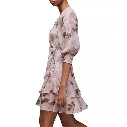ALLSAINTS All Saint ARI Peggy Dress in Lightweight Floral print tiered ruffle dress, A32