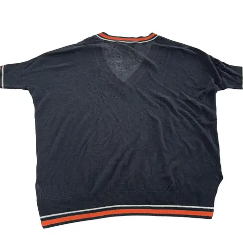 525 America Sweater Womens XS Blue Black Striped V Neck Linen Blend Pullover