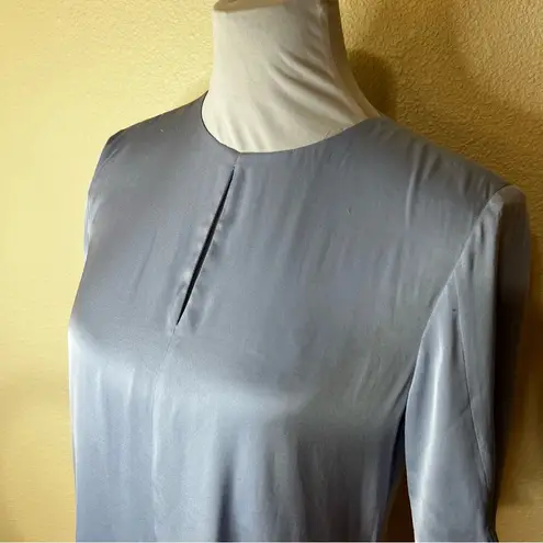 Hugo Boss BOSS  light blue silk stretch keyhole blouse NEW 2 flawed