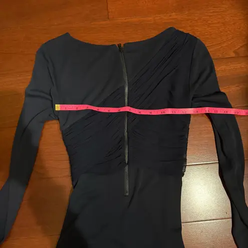 Alice + Olivia Navy Long Sleeve Silk Ruched Dress Size Small