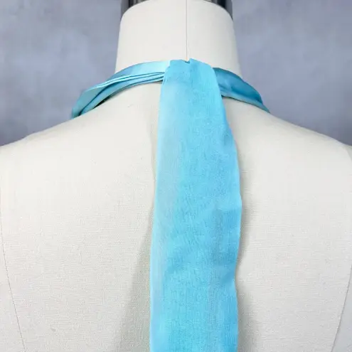 Y2K ANKA New York Dress Halter Size Medium Silk Glam Party Femme Club HOCO Blue