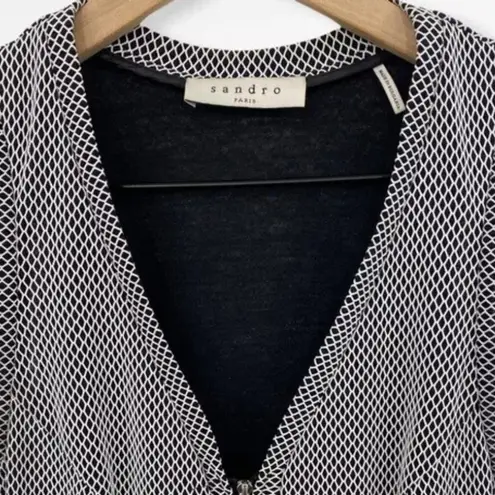 Sandro PARIS HOUNDSTOOTH ANGLE GRID CHECKED BLACK WHITE SLEEVELESS DRESS