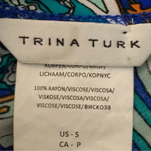 Trina Turk  “Provence” blue/teal/white paisley dress/Swim cover-up. Small. EUC