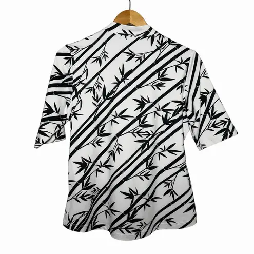 Tail Womens Golf Polo Top Size M Bamboo Stripe Black White Quarter Zip Stretch Size M