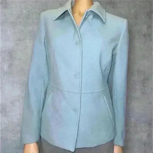 Chadwick's Women's Light Blue Wool Jacket - Classic Button-Up Design size 6