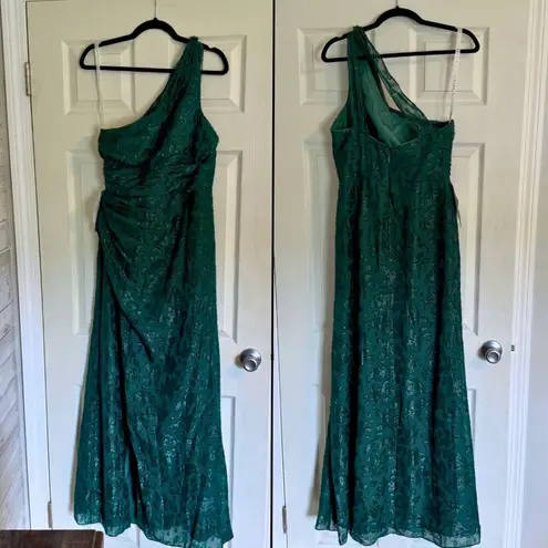 Azazie NWT Georgina Emerald One-Shoulder Maxi Dress Size 10