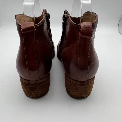 Sofft Leather Ankle Booties Sz 6.5 Western Rodeo Cowboy Brown Zip Up Block Heel