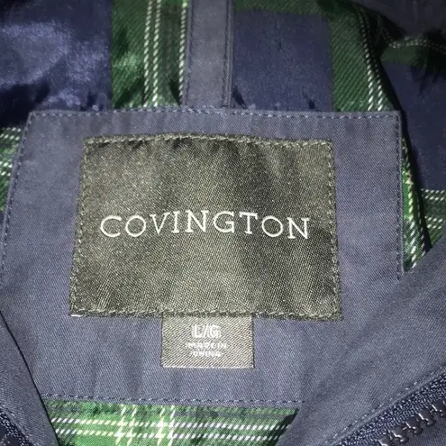 Covington navy blue zip up long sleeve windbreaker jacket with pockets NEW SZ L