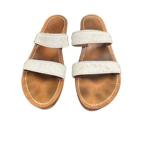 K. JACQUES Cluny White Pony Cork Platform Slide size 41 Brown